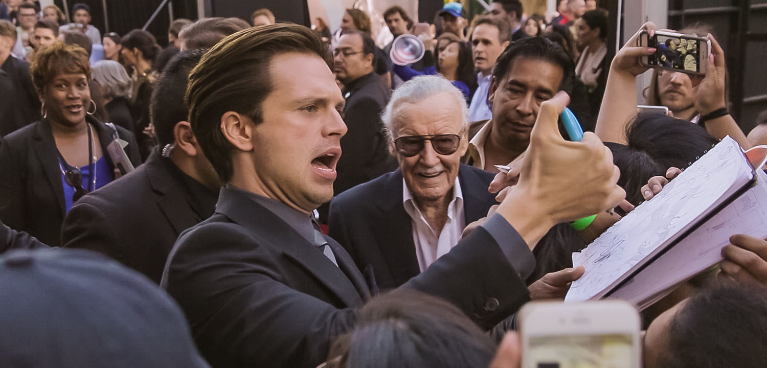 Sebastian Stan and Stan Lee at the Captain America Civil War Premiere in Hollywood